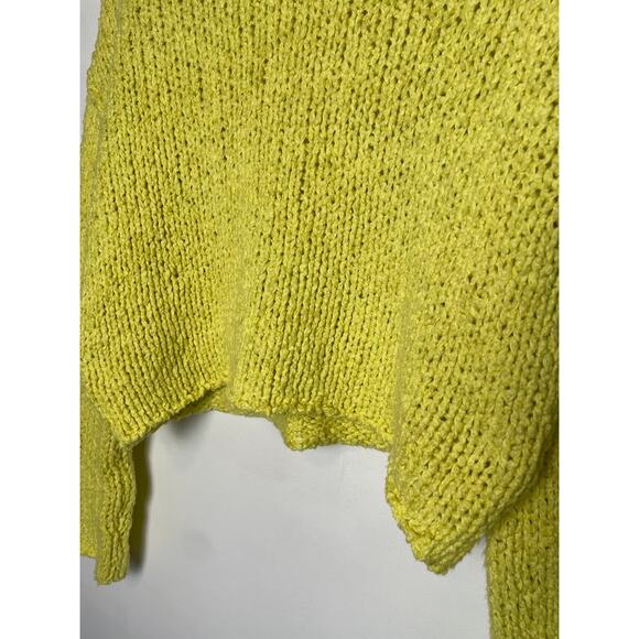 Anthropologie Mock Neck Sweater Oversized Yellow Knit Wide Sleeve Boho Pullover - Picture 4 of 14
